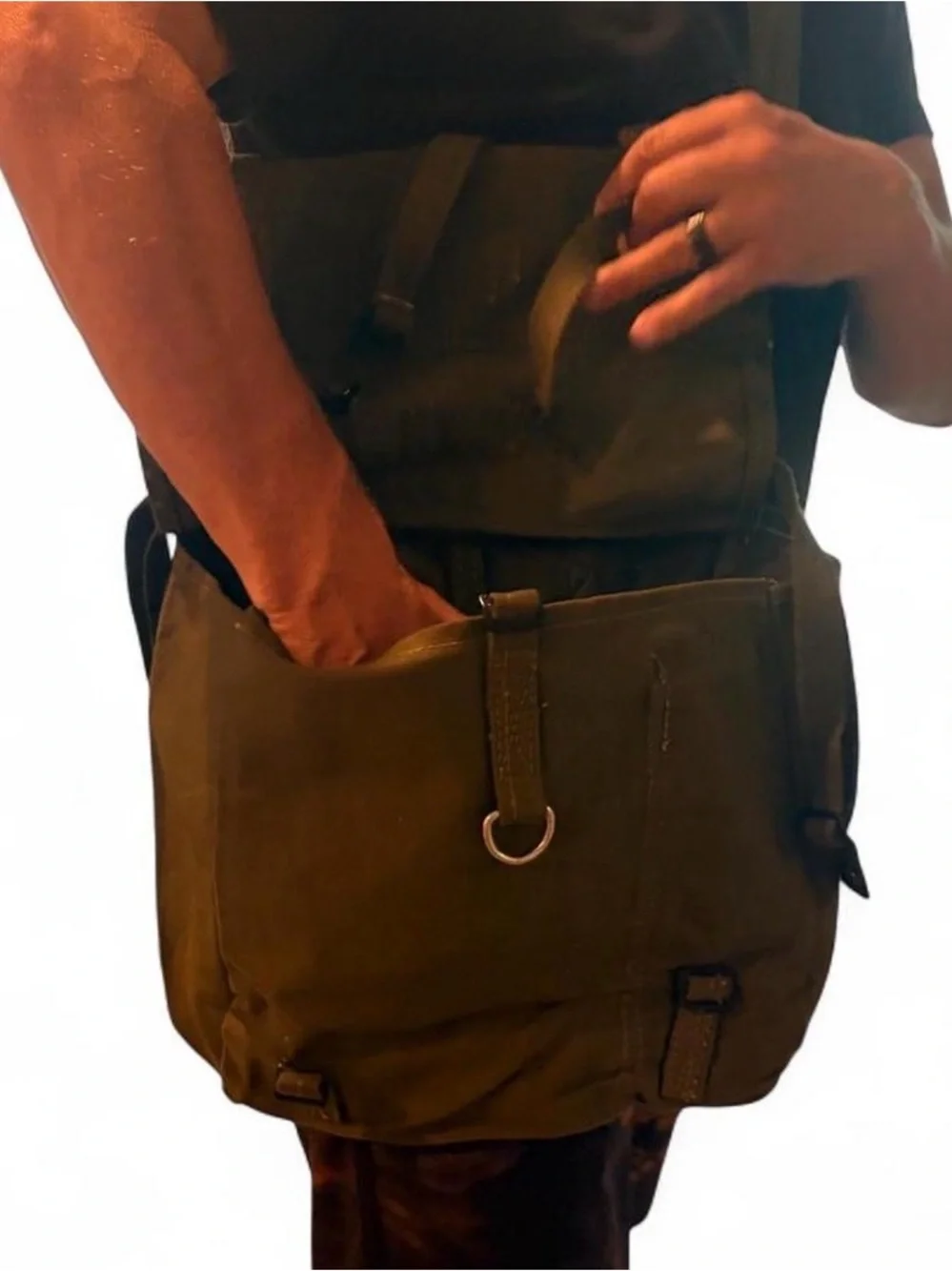 Men's military Green tote Field Bag - Military Style Shoulder Bag size MEDIUM